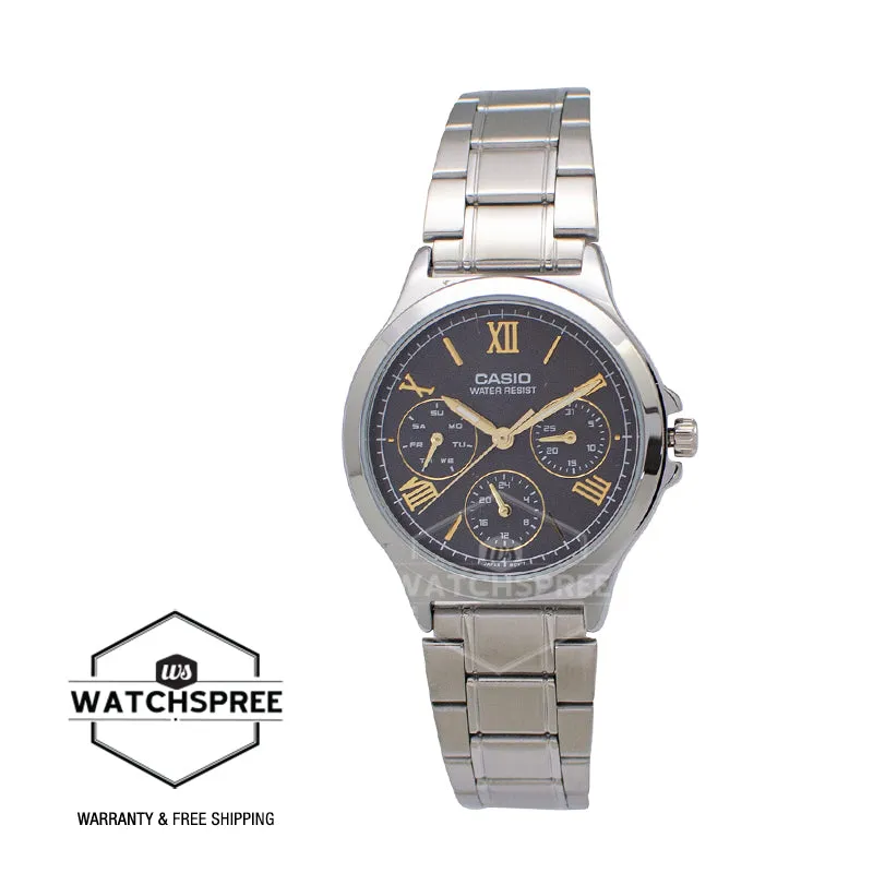 Casio Ladies' Multi-Hands Silver Stainless Steel Band Watch LTPV300D-1A2 LTP-V300D-1A2