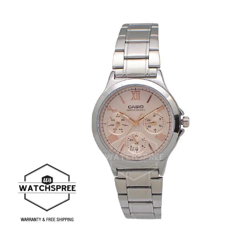 Casio Ladies' Multi-Hands Silver Stainless Steel Band Watch LTPV300D-9A2 LTP-V300D-9A2
