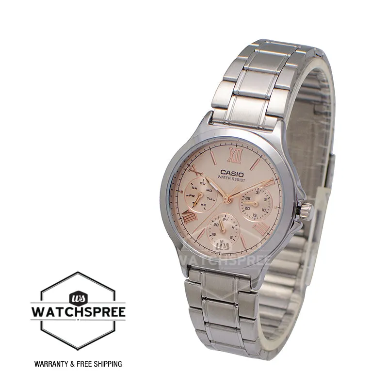 Casio Ladies' Multi-Hands Silver Stainless Steel Band Watch LTPV300D-9A2 LTP-V300D-9A2
