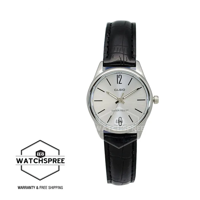 Casio Ladies' Standard Analog Black Leather Strap Watch LTPV005L-7B LTP-V005L-7B