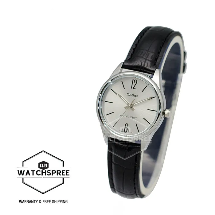 Casio Ladies' Standard Analog Black Leather Strap Watch LTPV005L-7B LTP-V005L-7B