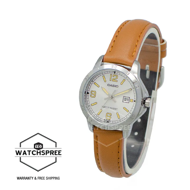 Casio Ladies' Standard Analog Brown Leather Strap Watch LTPV004L-7B LTP-V004L-7B