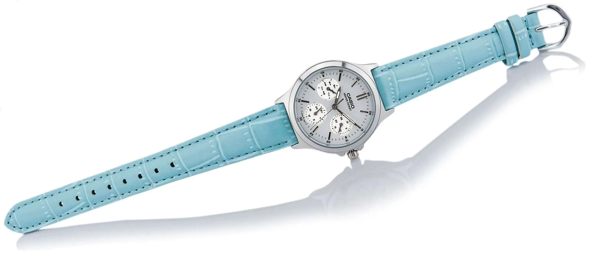 Casio LTP-V300L-2A Light Blue Leather Strap Watch for and Women
