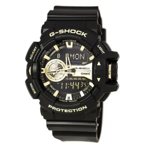 Casio Men's Alarm Watch - G-Shock Dive Ana-Digital Black & Gold Dial | GA400GB-1A9