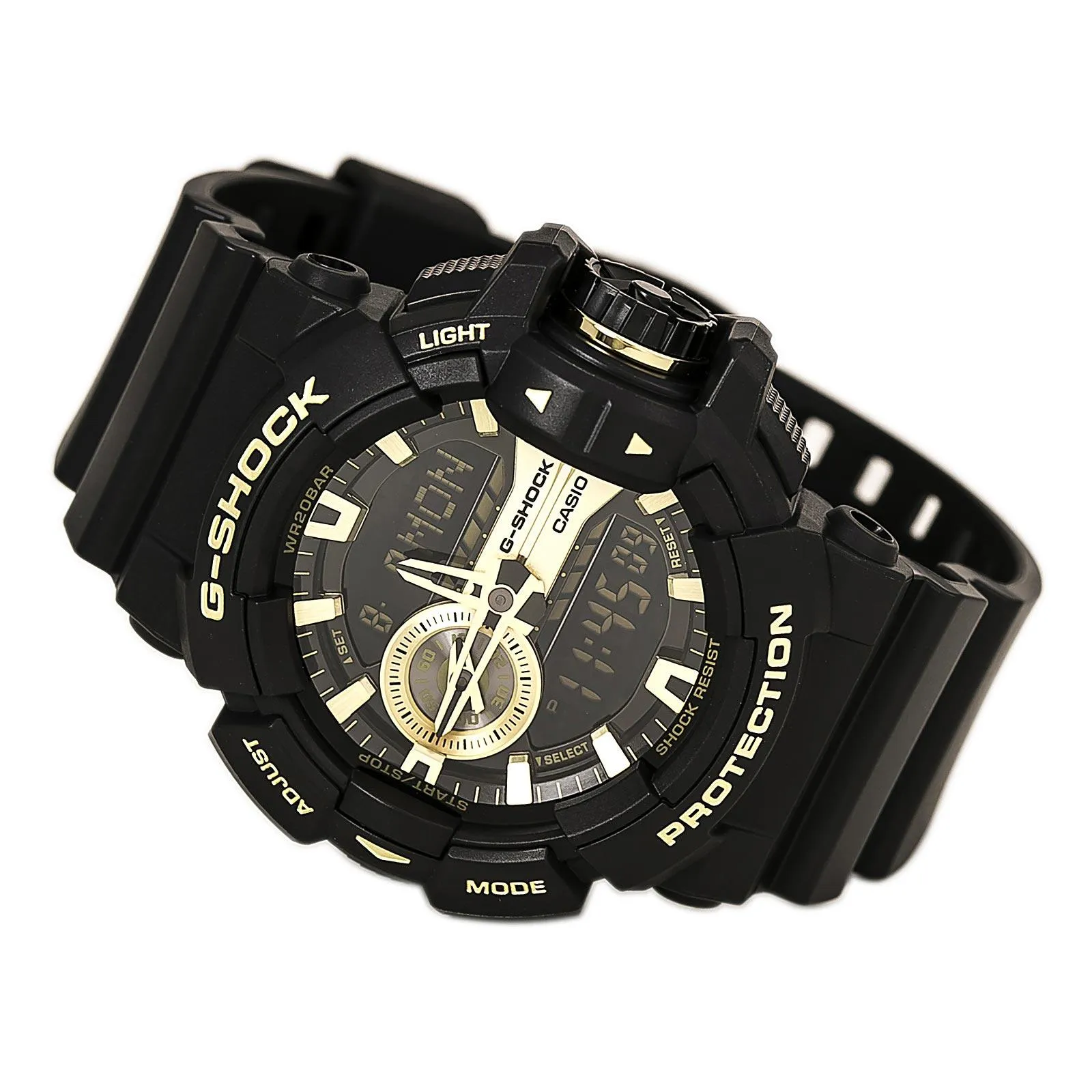 Casio Men's Alarm Watch - G-Shock Dive Ana-Digital Black & Gold Dial | GA400GB-1A9