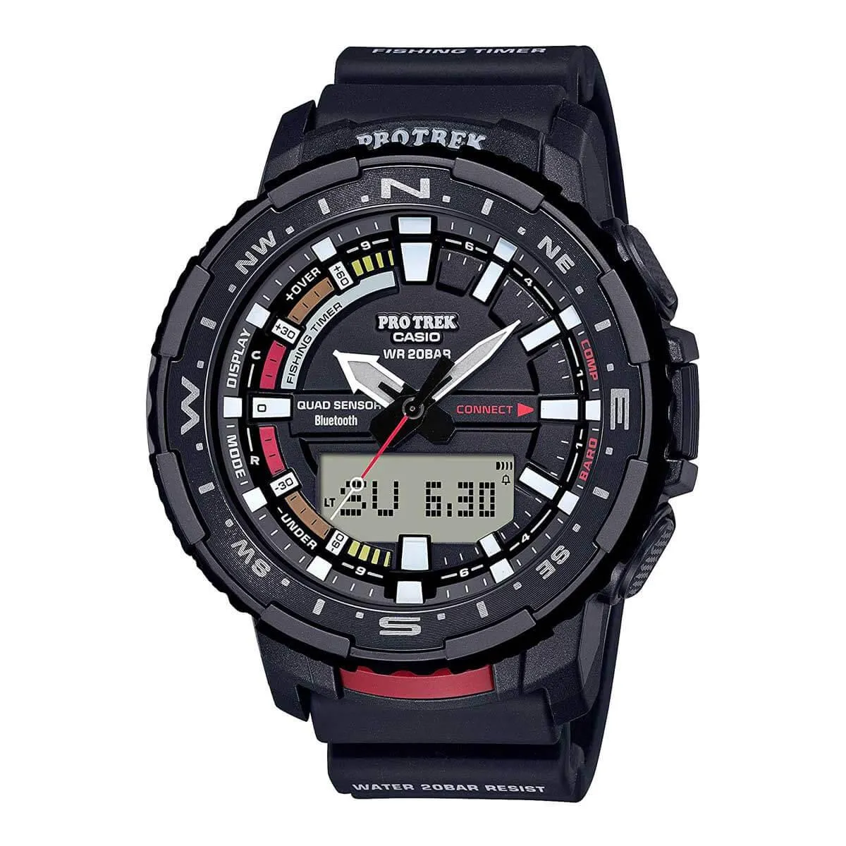 Casio Men's Alarm Watch - Pro Trek Analog-Digital Dial Black Resin Strap | PRTB70-1
