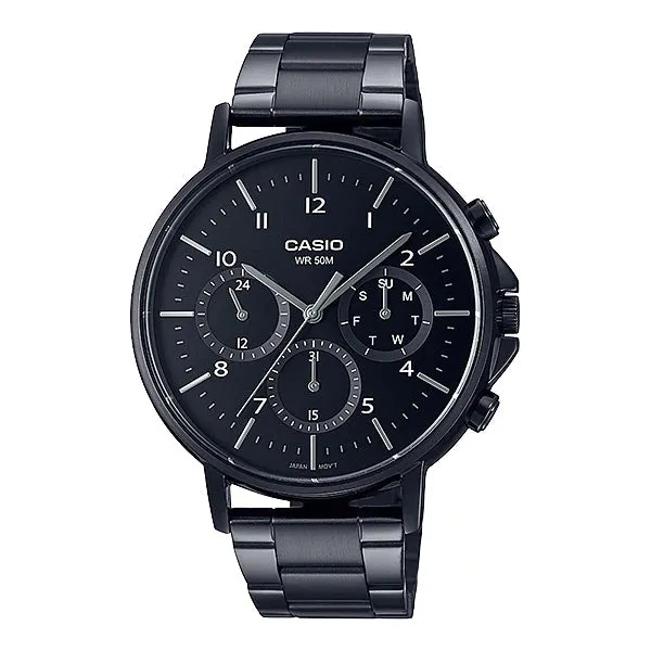 Casio Men's Analog Black Ion Plated Stainless Steel Band Watch MTPE321B-1A MTP-E321B-1A