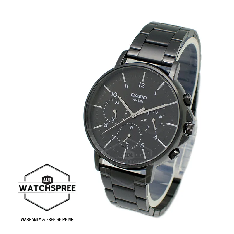 Casio Men's Analog Black Ion Plated Stainless Steel Band Watch MTPE321B-1A MTP-E321B-1A