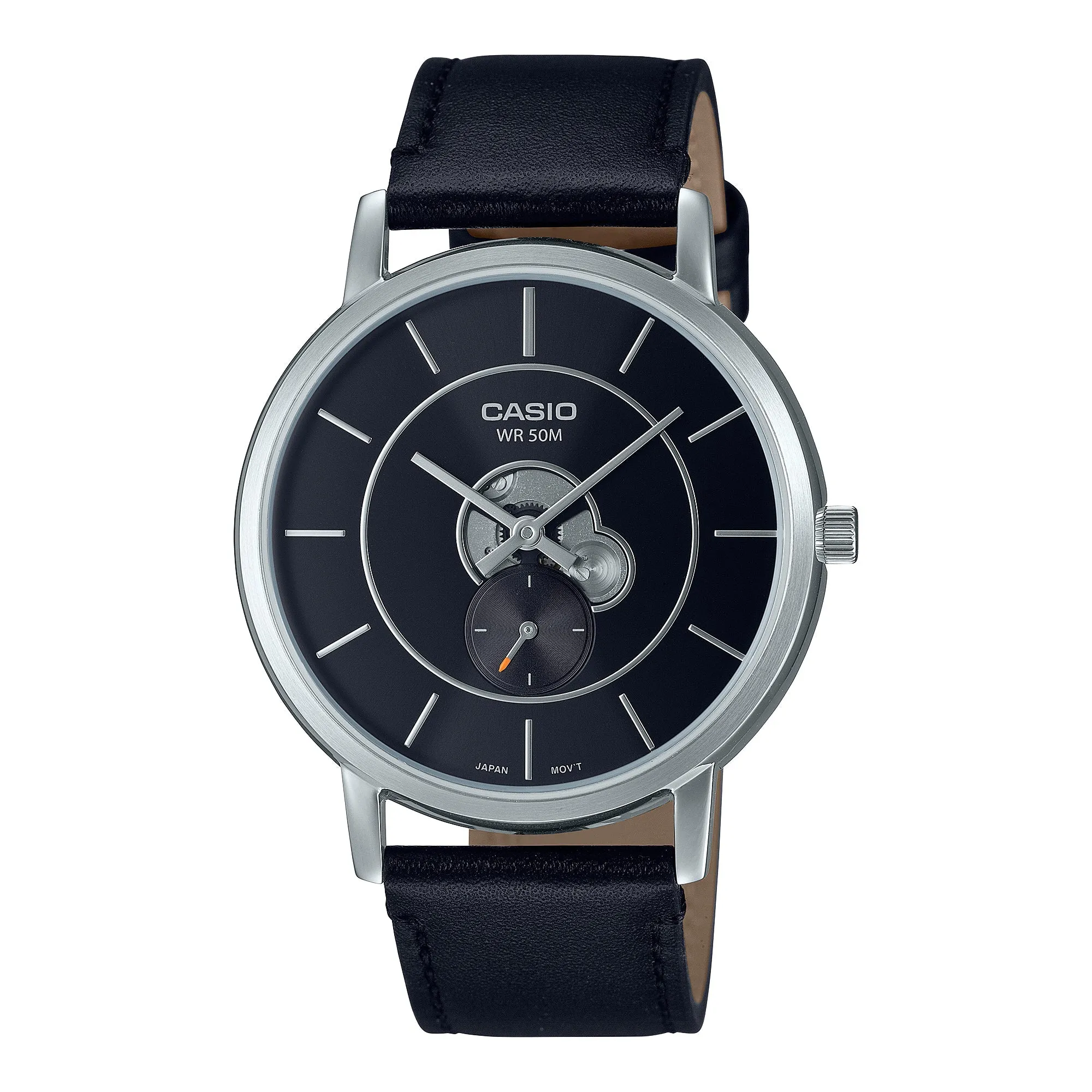 Casio Men's Analog Black Leather Strap Watch MTPB130L-1A MTP-B130L-1A