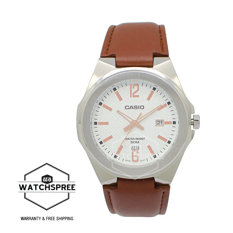 Casio Men's Analog Dark Brown Leather Band Watch MTPE158L-7A MTP-E158L-7A