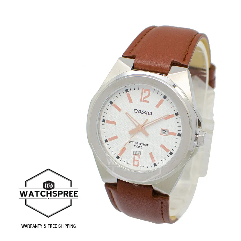 Casio Men's Analog Dark Brown Leather Band Watch MTPE158L-7A MTP-E158L-7A