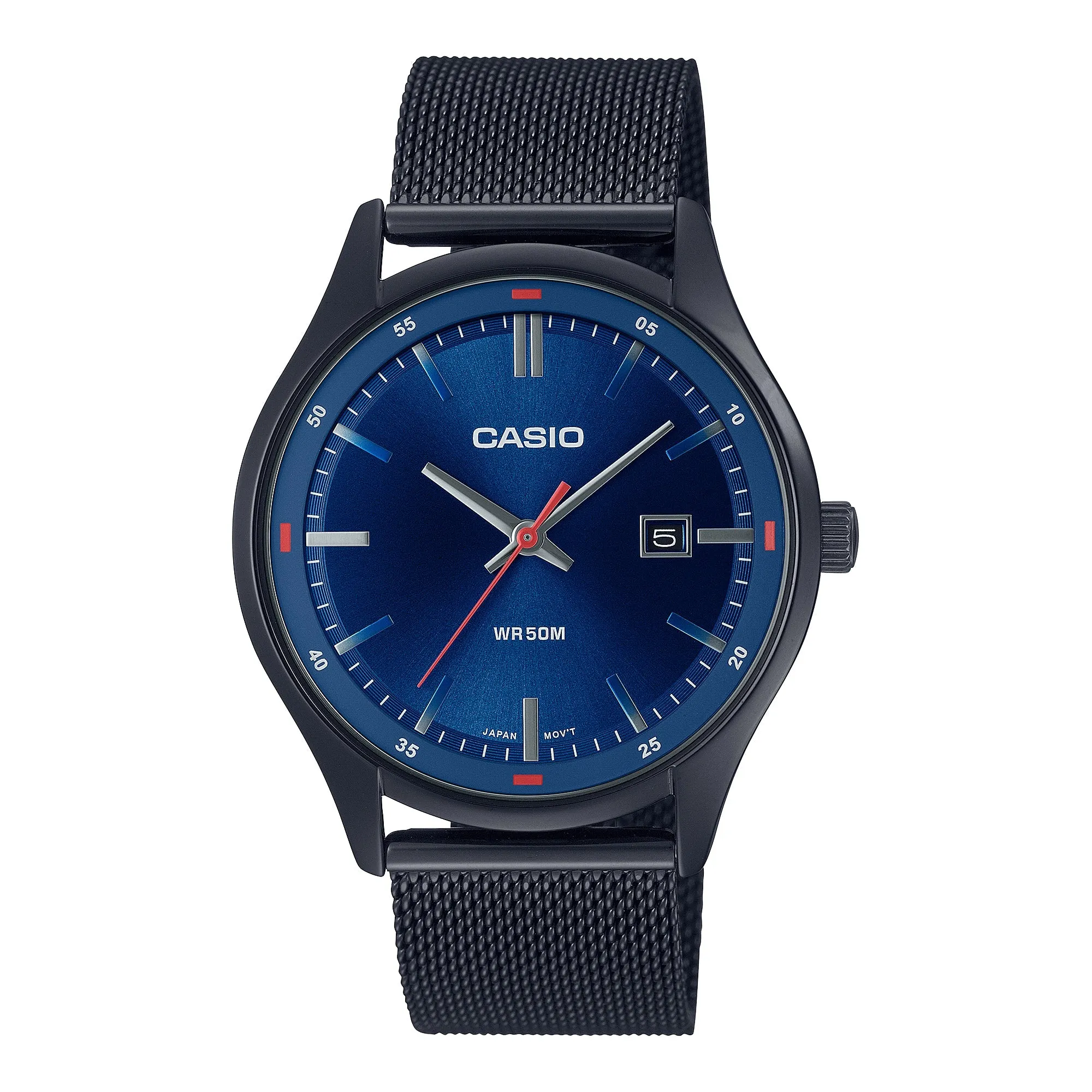 Casio Men's Analog Sporty Black Ion Plated Stainless Steel Mesh Band Watch MTPE710MB-2A MTP-E710MB-2A