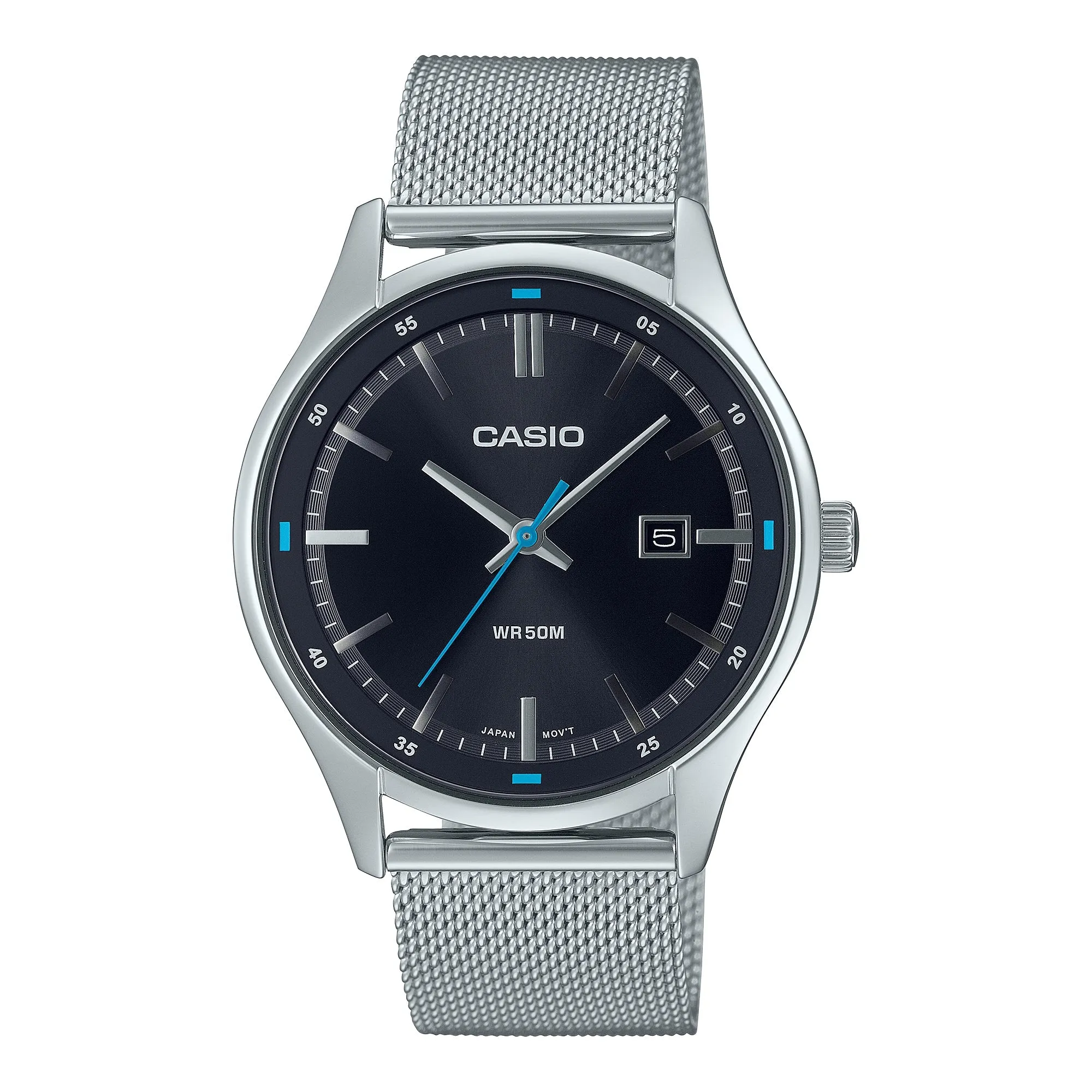 Casio Men's Analog Sporty Stainless Steel Mesh Band Watch MTPE710M-1A MTP-E710M-1A