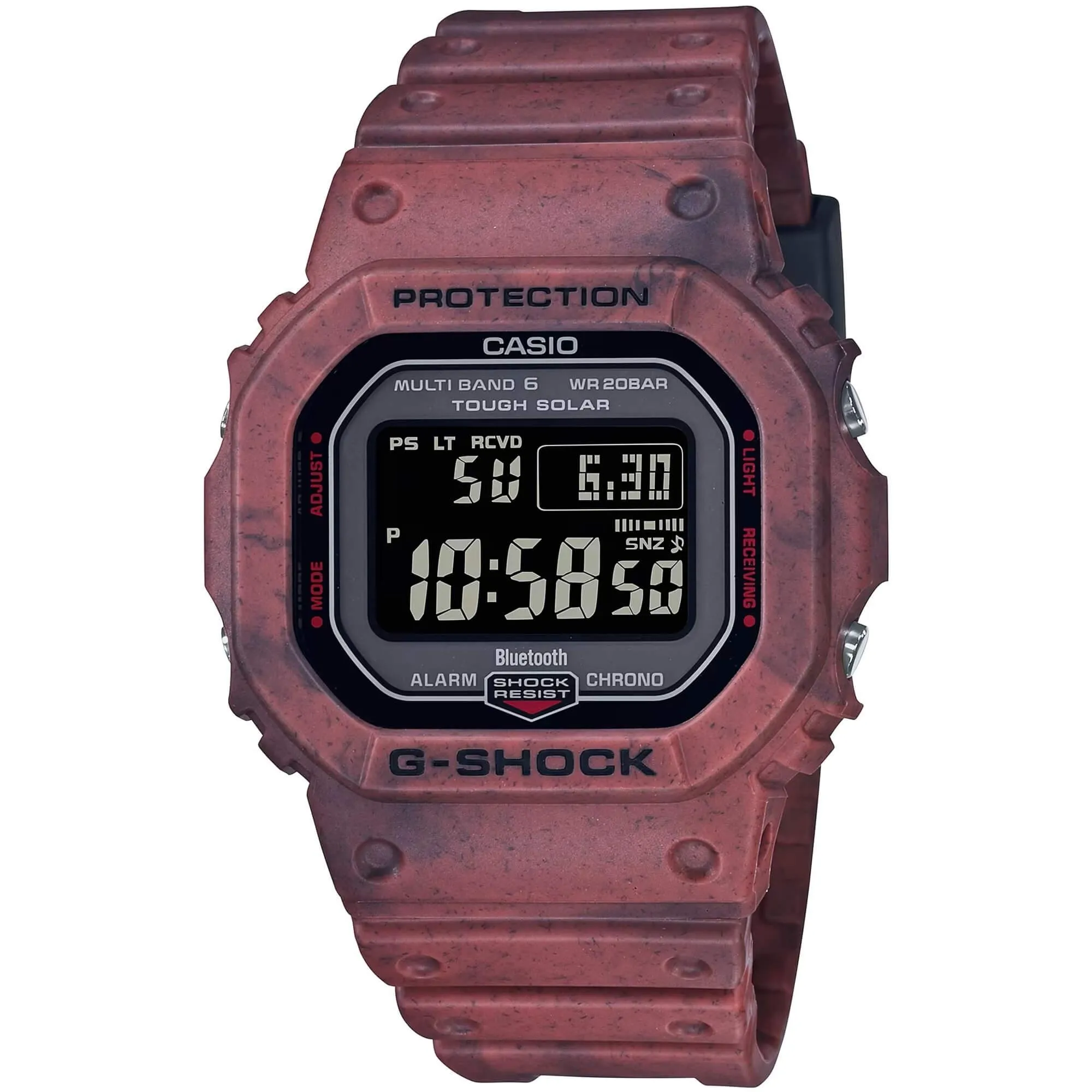 Casio Men's Digital Watch - G-Shock Alarm Black Dial Burgundy Strap | GWB5600SL-4