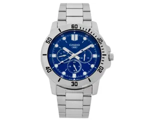 Casio Men's Stainless Steel Silver/Blue Analogue Watch MTPVD300D-2E