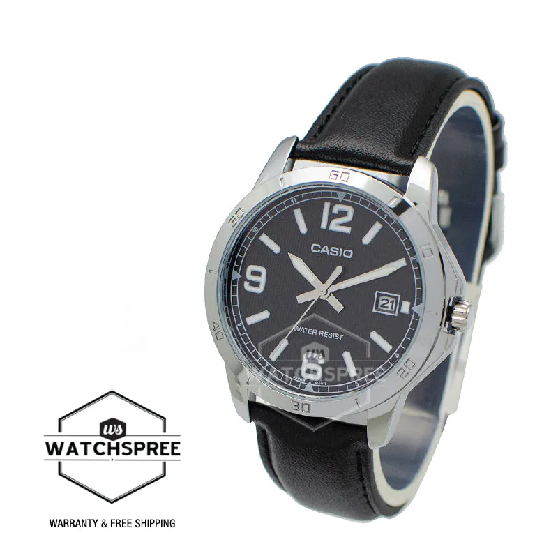 Casio Men's Standard Analog Black Leather Strap Watch MTPV004L-1B MTP-V004L-1B