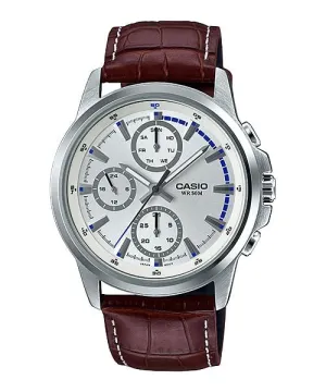Casio Men's Standard Analog Dark Brown Leather Strap Watch MTPE317L-7A MTP-E317L-7A