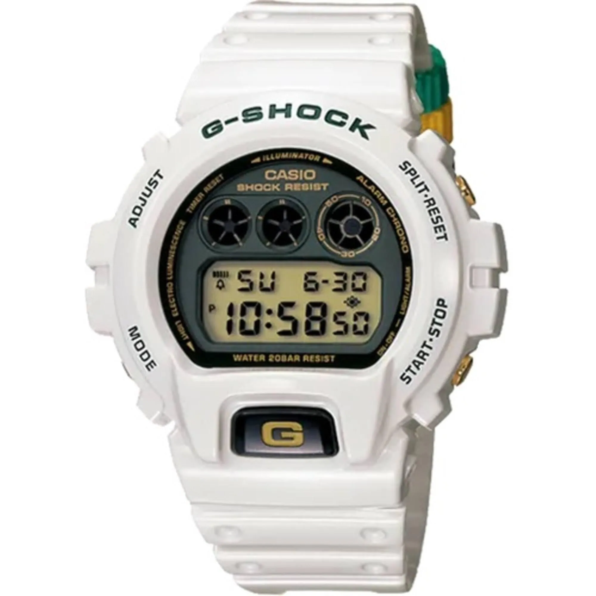 Casio Men's Watch - G-Shock Alarm White Resin Strap Digital Quartz Dive | DW-6900R-7