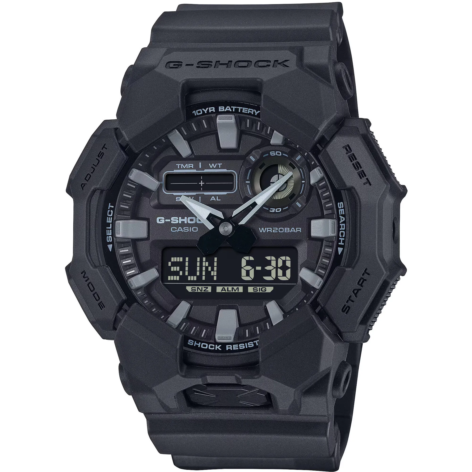 Casio Men's Watch - G-Shock Chrono Black Analog-Digital Dial Resin Strap | GA010-1A1