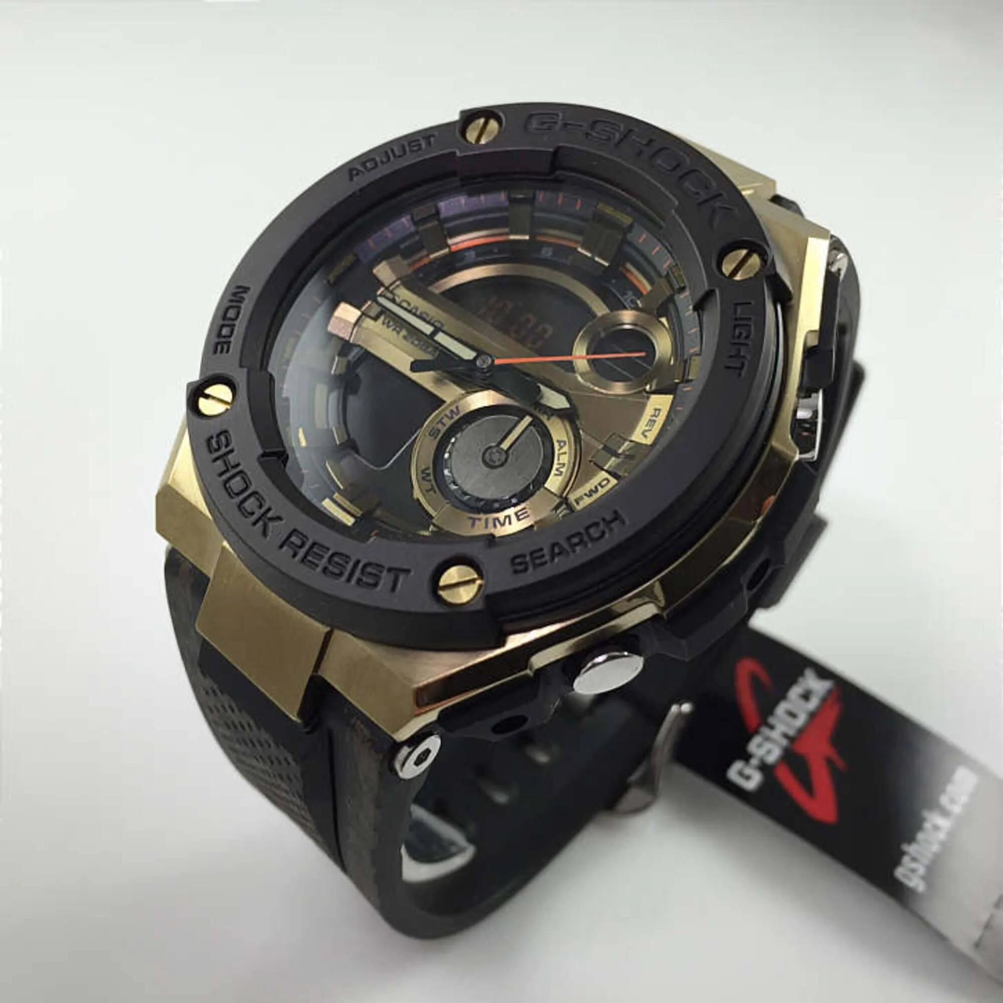 Casio Men's Watch - G-Shock Gold and Black Analog-Digital Dial Strap | GST-200CP-9ACR