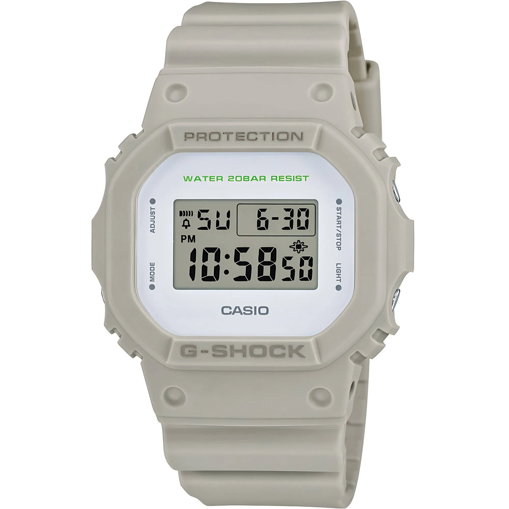 Casio Men's Watch - G-Shock Multi-Alarm Grey Resin Strap Digital Dial | DW5600M-8