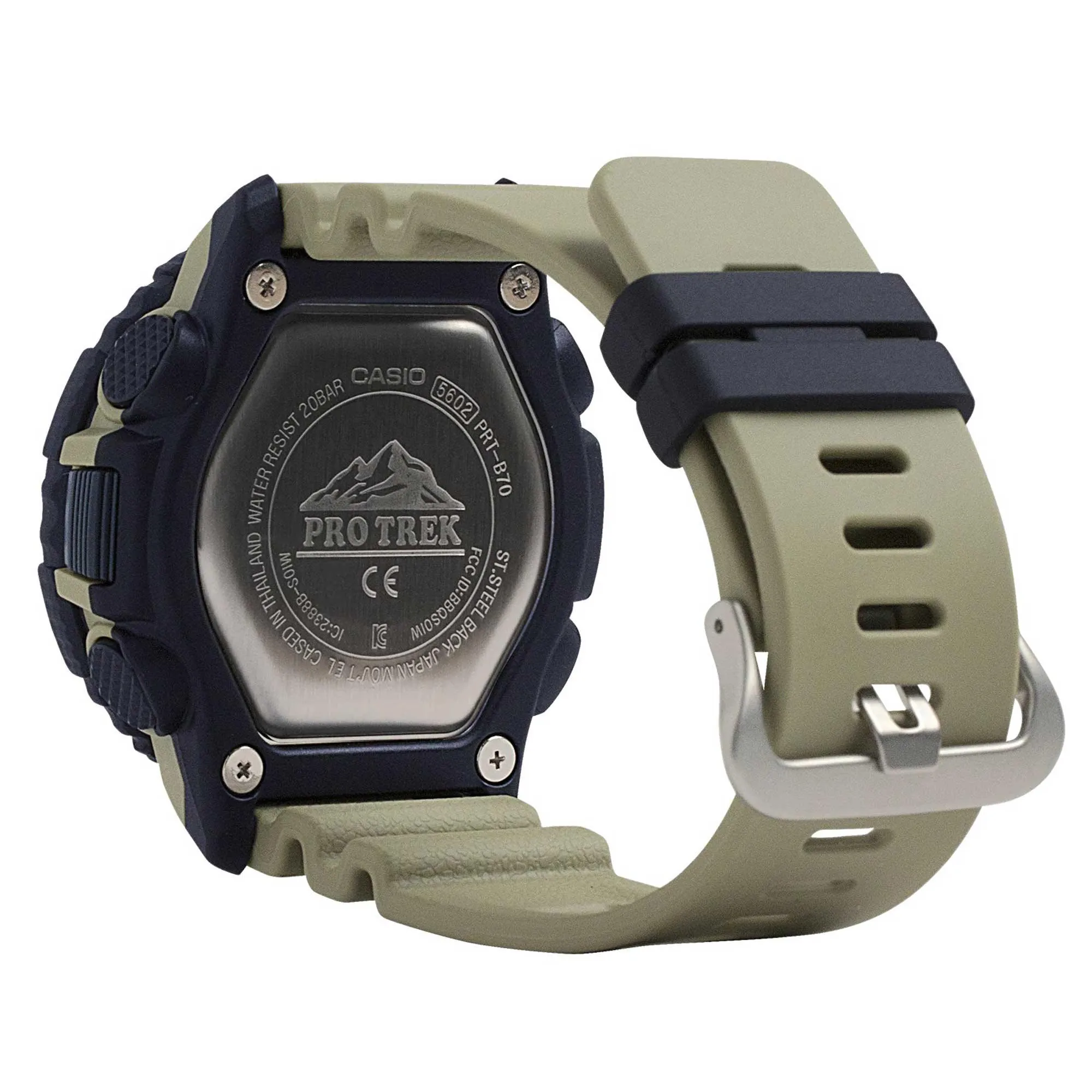 Casio Men's Watch - Pro Trek Black Ana-Digi Dial Strap Digital Compass | PRTB70-5