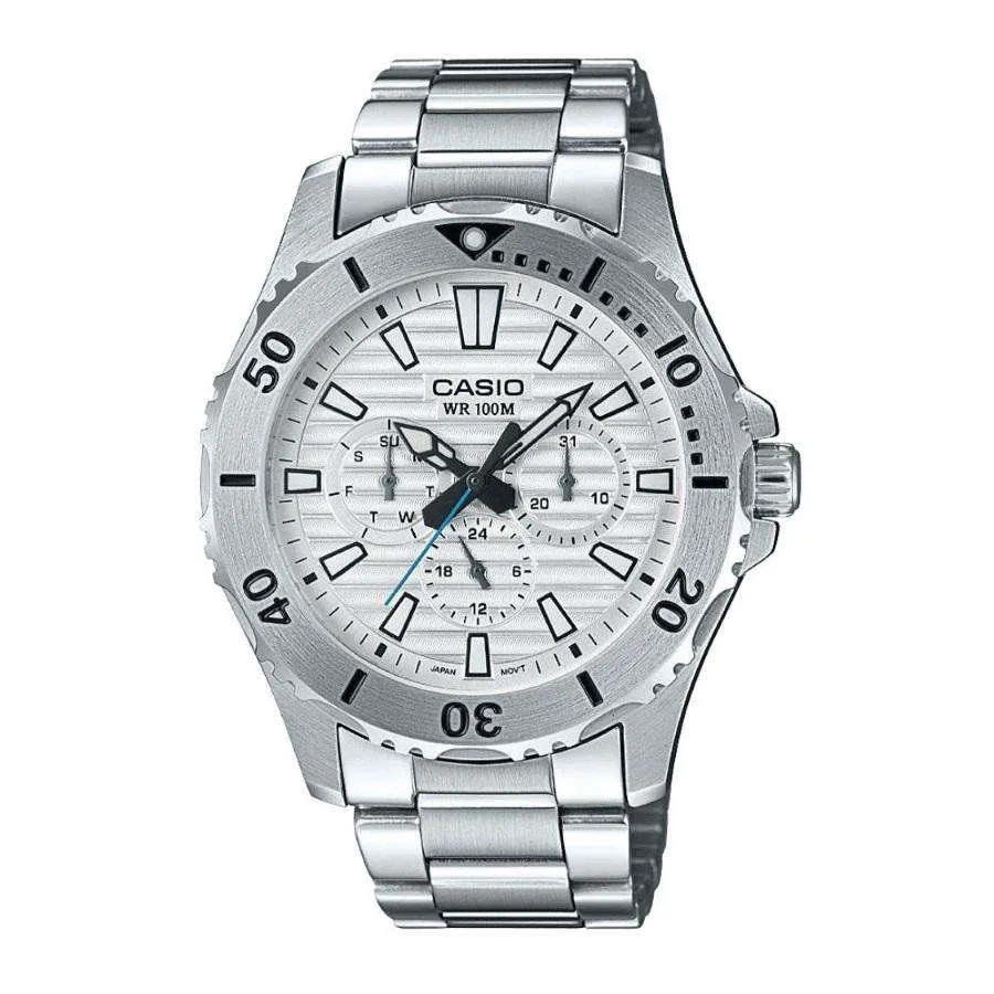 Casio MTD-1086D-7A Silver Stainless Steel Strap Watch for Men
