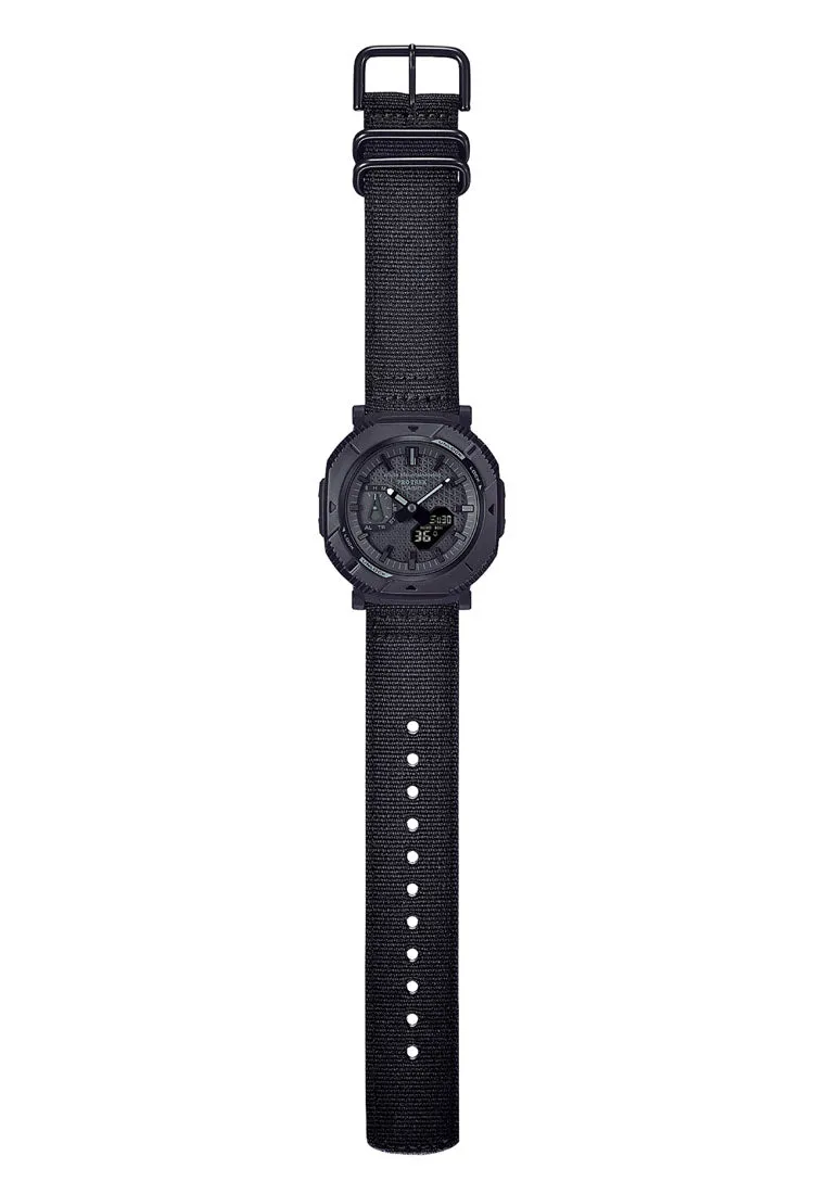 Casio Protek PRJ-B001WM-1DR Digital Analog Nylon Strap Solar Watch for Men