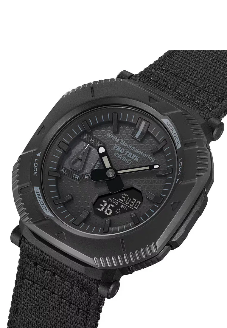 Casio Protek PRJ-B001WM-1DR Digital Analog Nylon Strap Solar Watch for Men