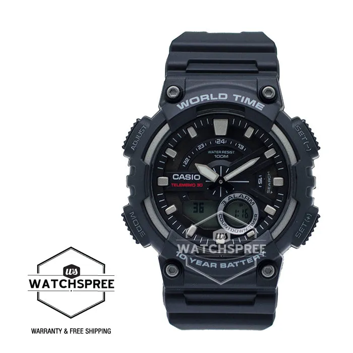 Casio Standard Analog Digital Sport Black Resin Band Watch AEQ110W-1A AE-Q110W-1A