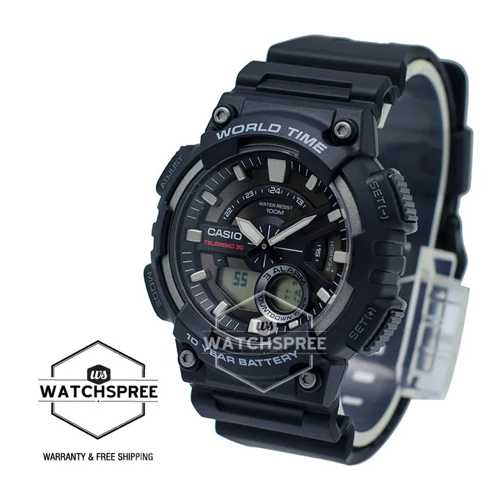 Casio Standard Analog Digital Sport Black Resin Band Watch AEQ110W-1A AE-Q110W-1A