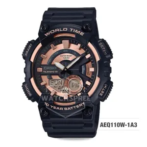 Casio Standard Analog Sport Digital Black Resin Band Watch AEQ110W-1A3 AEQ-110W-1A3