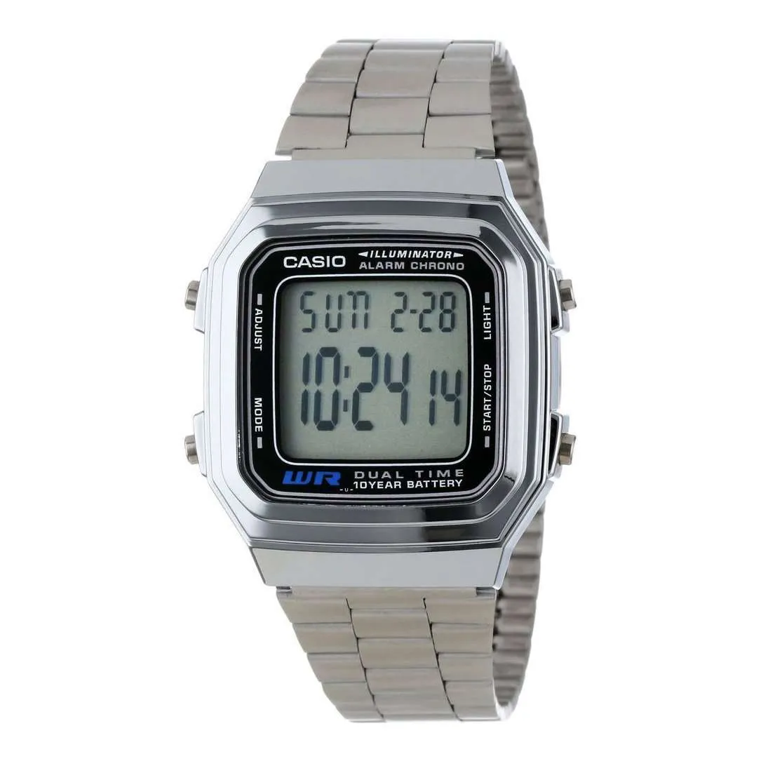 Casio Vintage A178WA-1A Silver Stainless Steel Watch Unisex
