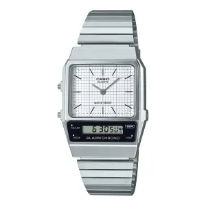 Casio Vintage Style Analog-Digital Dual Time Stainless Steel Band Watch AQ800E-7A AQ-800E-7A