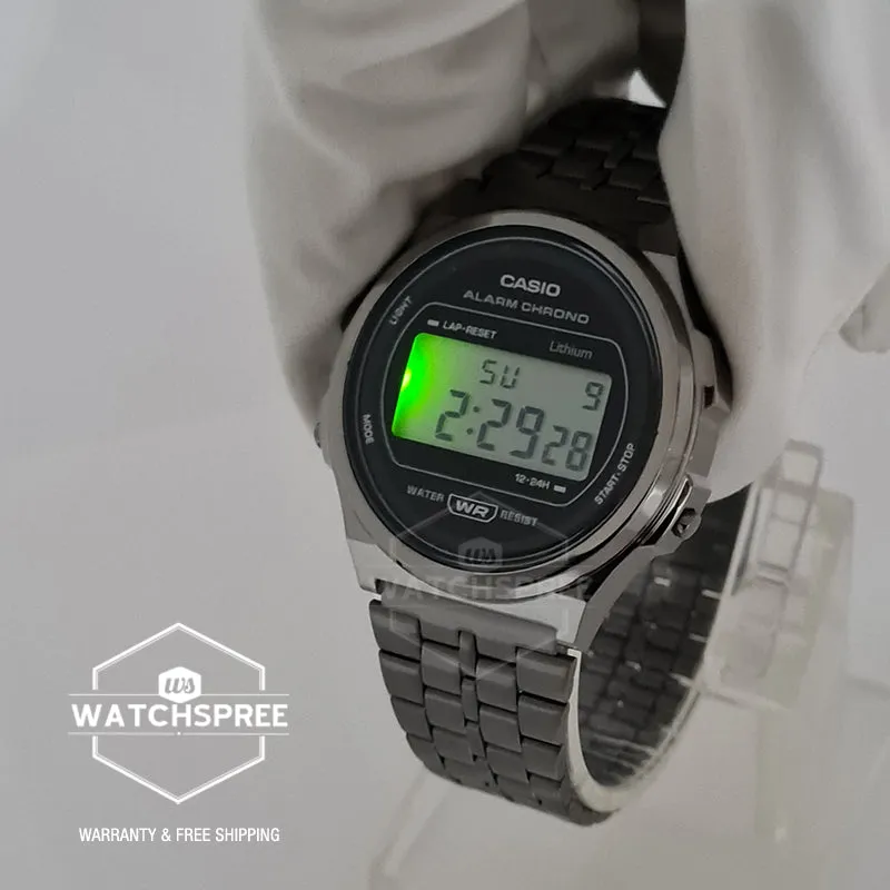 Casio Vintage Style Digital Grey Plated Stainless Steel Band Watch A171WEGG-1A