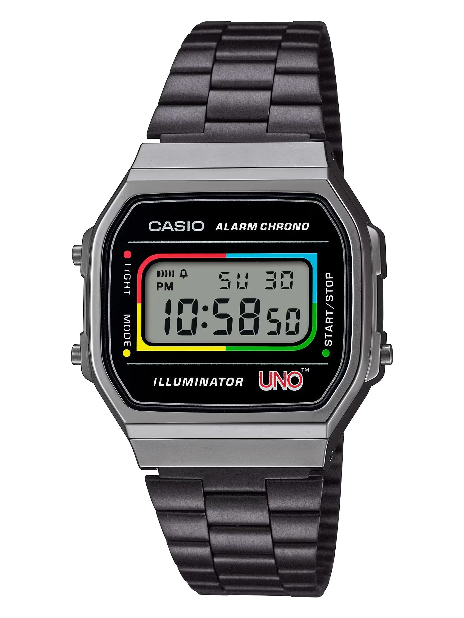 CASIO x UNO Collaboration Vintage Series Black Digital Watch A168WEUC-1A