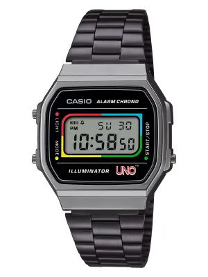 CASIO x UNO Collaboration Vintage Series Black Digital Watch A168WEUC-1A