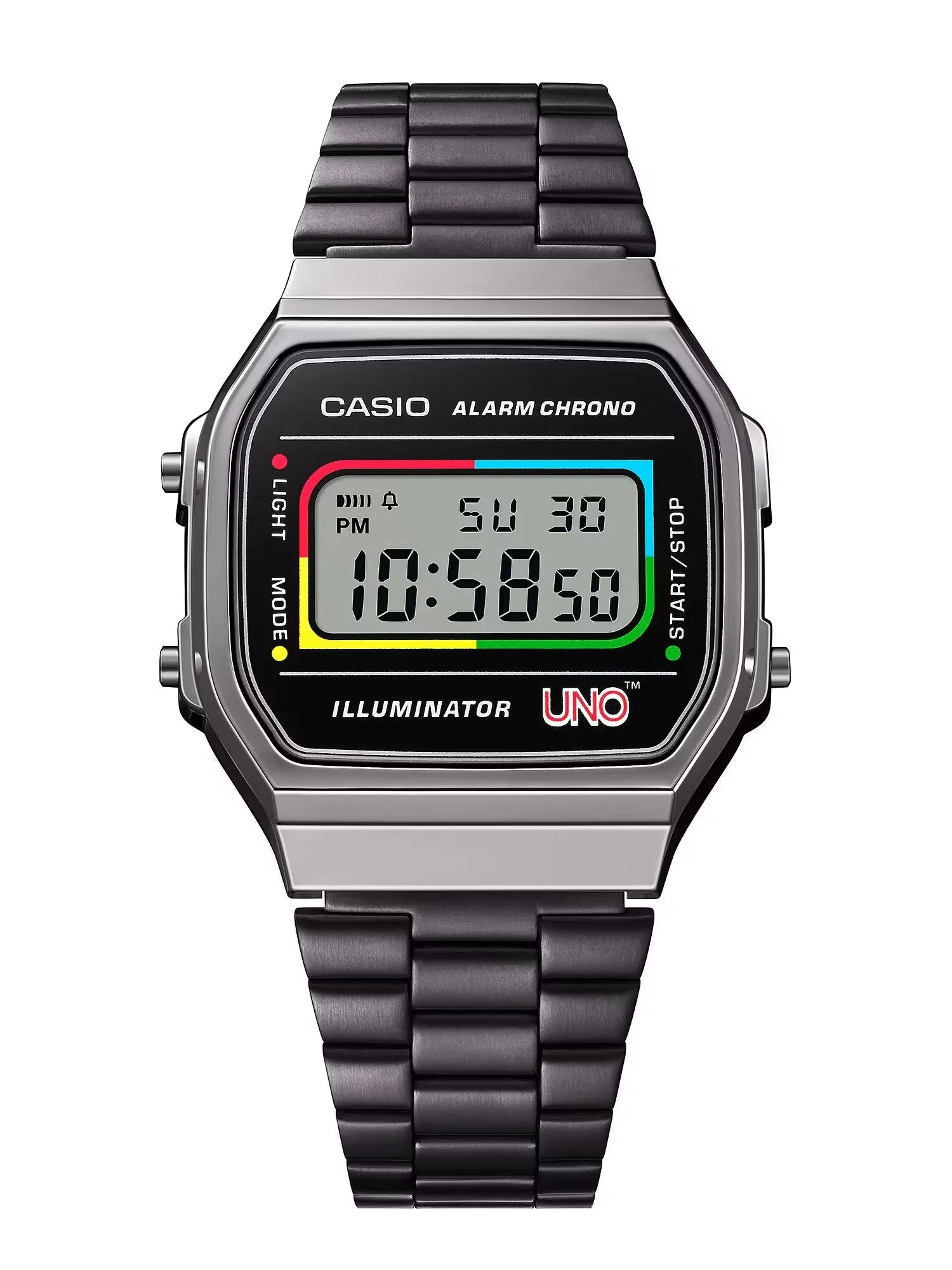 CASIO x UNO Collaboration Vintage Series Black Digital Watch A168WEUC-1A