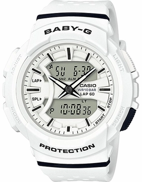 Casio Baby-G Urban Runner Analog-Digital - White with Black - Lap Time - 100m