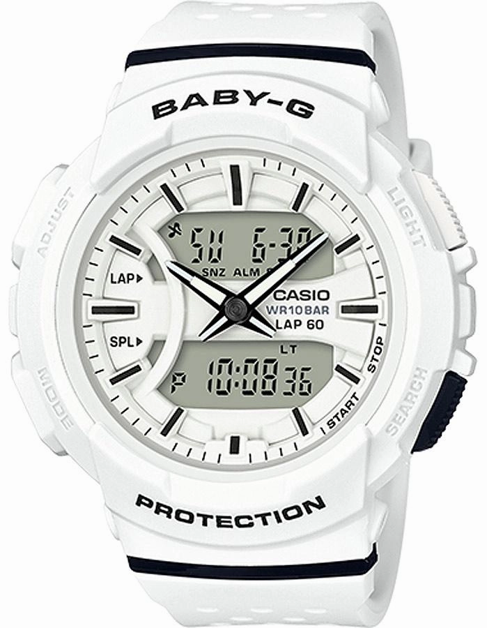 Casio Baby-G Urban Runner Analog-Digital - White with Black - Lap Time - 100m
