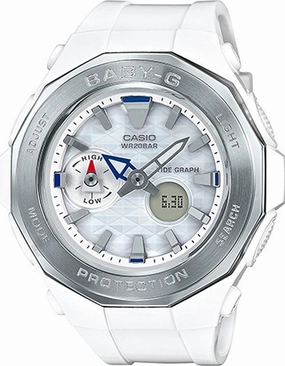 Casio Baby-G Watch - White Case & Strap - 200m - Moon Data - World Time