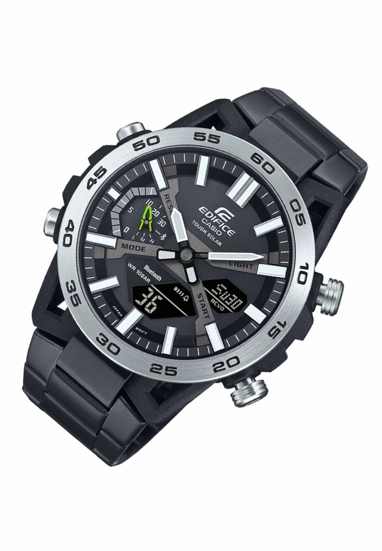 Casio Edifice ECB-2000DD-1A Digital Analog Stainless Steel Strap Solar Watch For Men
