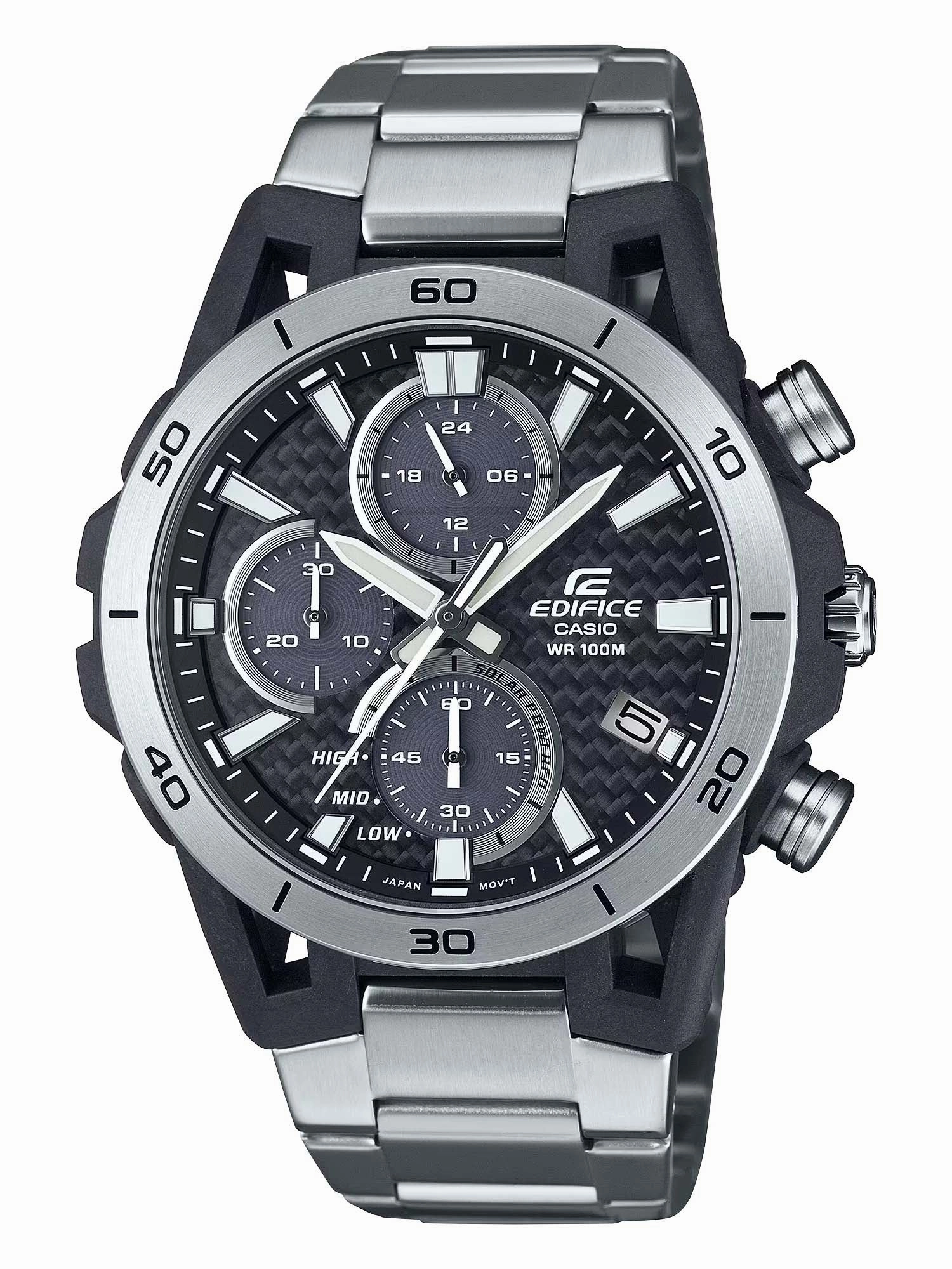 Casio EDIFICE SOSPENSIONE Steel Carbon Solar Chrono Mens Watch EQS960D-1AV