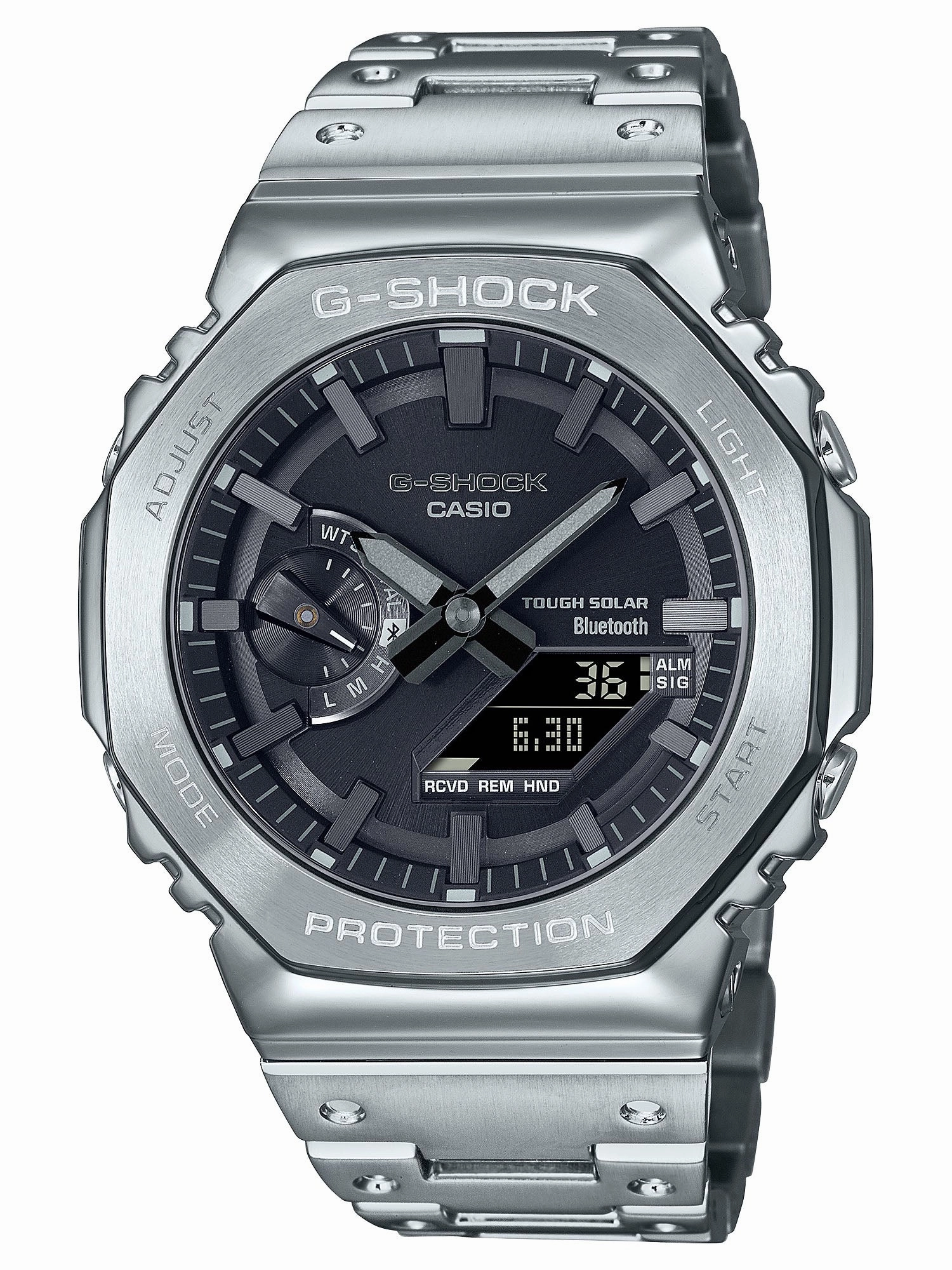 Casio G-Shock Full Metal Solar/Bluetooth Mens Silver/Black Watch GMB2100D-1A