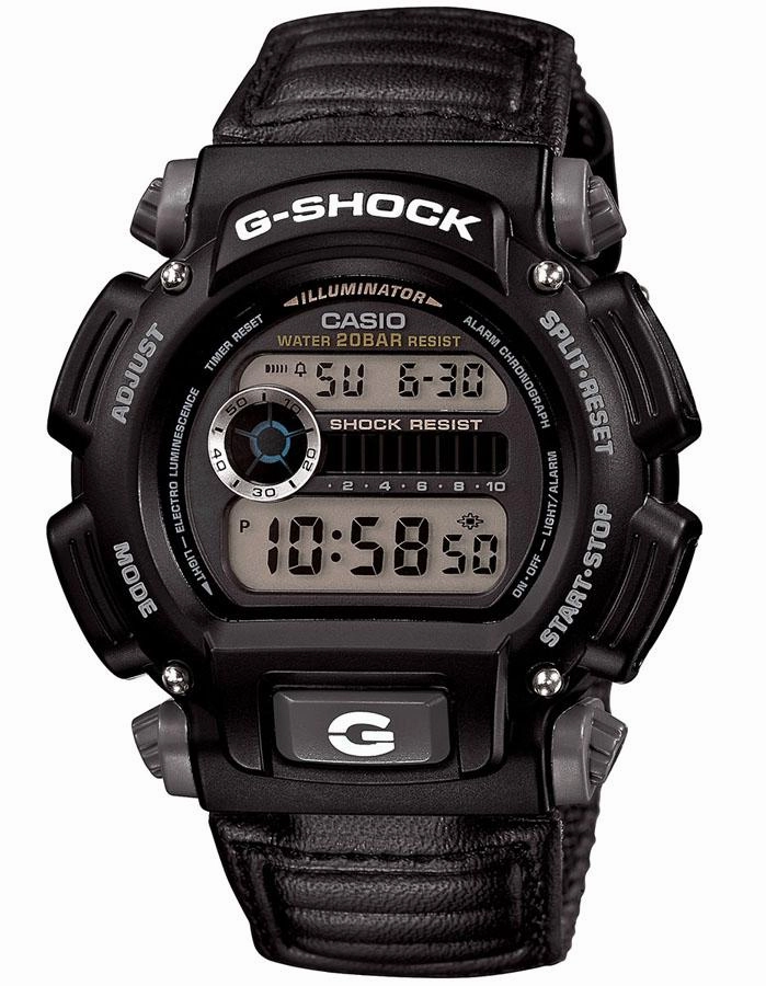 Casio G-Shock Illuminator Mens Watch - Black - Leather/Fabric Strap - 200M