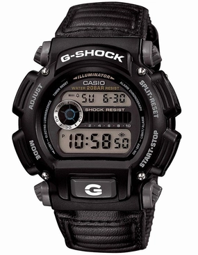 Casio G-Shock Illuminator Mens Watch - Black - Leather/Fabric Strap - 200M