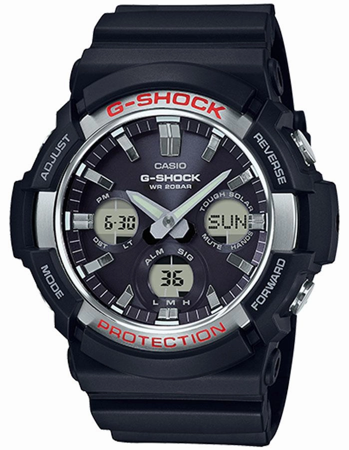 Casio G-Shock Mens GAS100 Series - Analog/Digital - Black & Silver - World Time