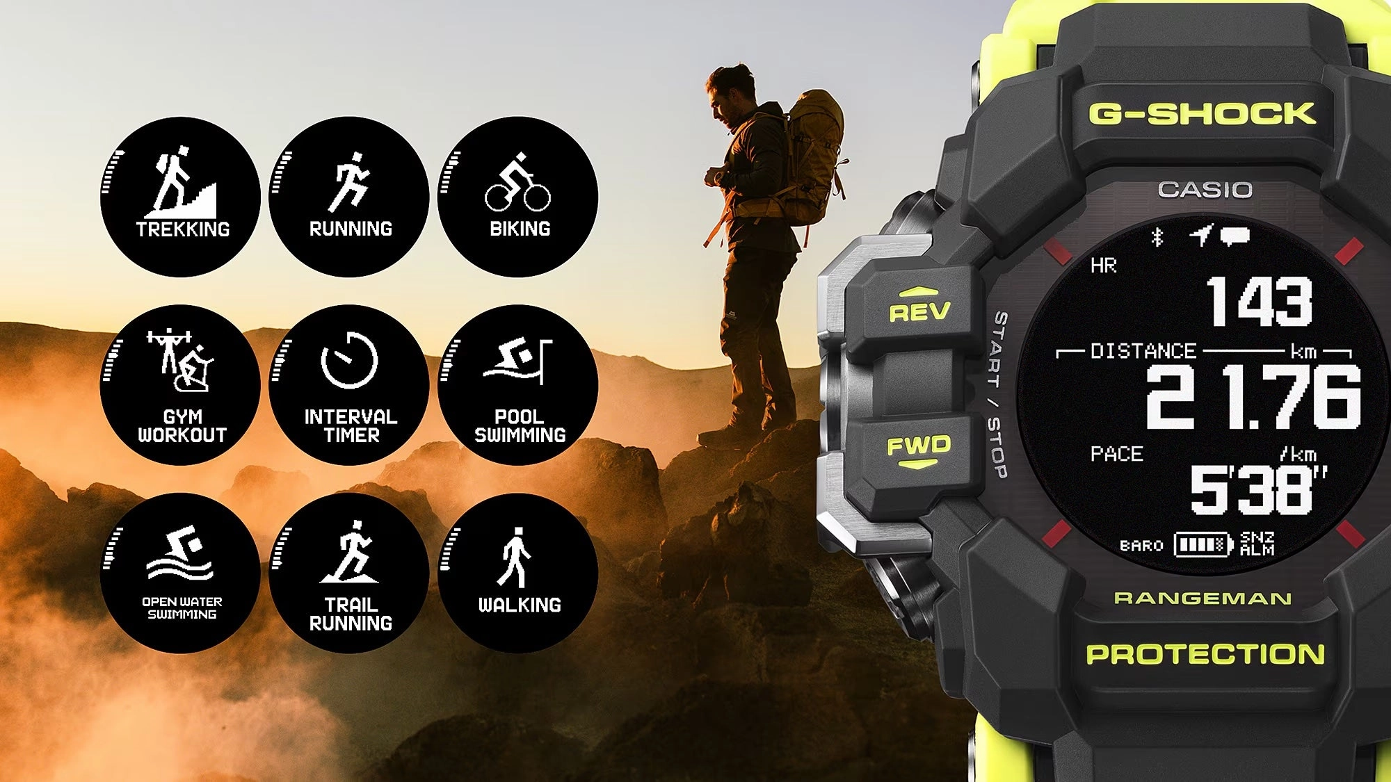 Casio G-Shock RANGEMAN RESCUE YELLOW Bluetooth Mens GPS Watch GPRH1000RY-1A