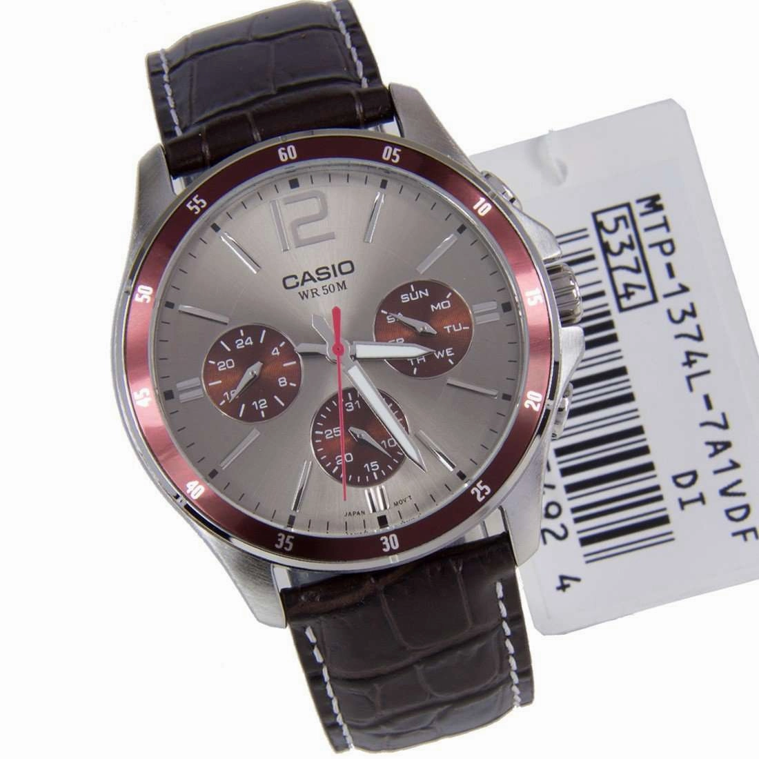 Casio MTP-1374L-7A1VDF Brown Leather Strap Watch for Men
