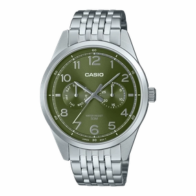 Casio Standard Analogue Green Dial Stainless Steel Watch MTPE340D-3A